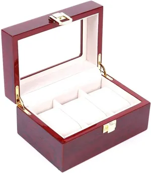 Mens Jewellery Box Automatic Watch Winder,Box 3 Box Display Organizer case Holder with compartments Transparent Window Jewellery Display Box with lid Removable Pads for Men Women Organizer Watch Gift