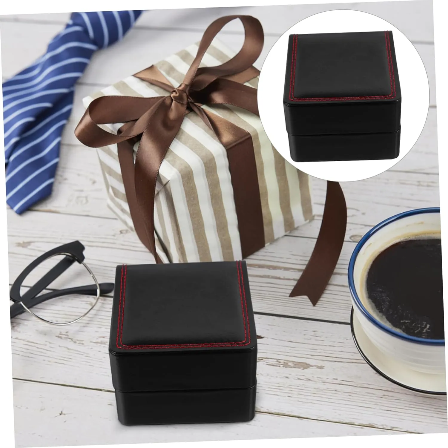 Mens Jewellery Box Box Leather Watch Case Watch Organizer Travel Watch Cufflinks for Men Pocket Watch Holder Black Watch Gift Box
