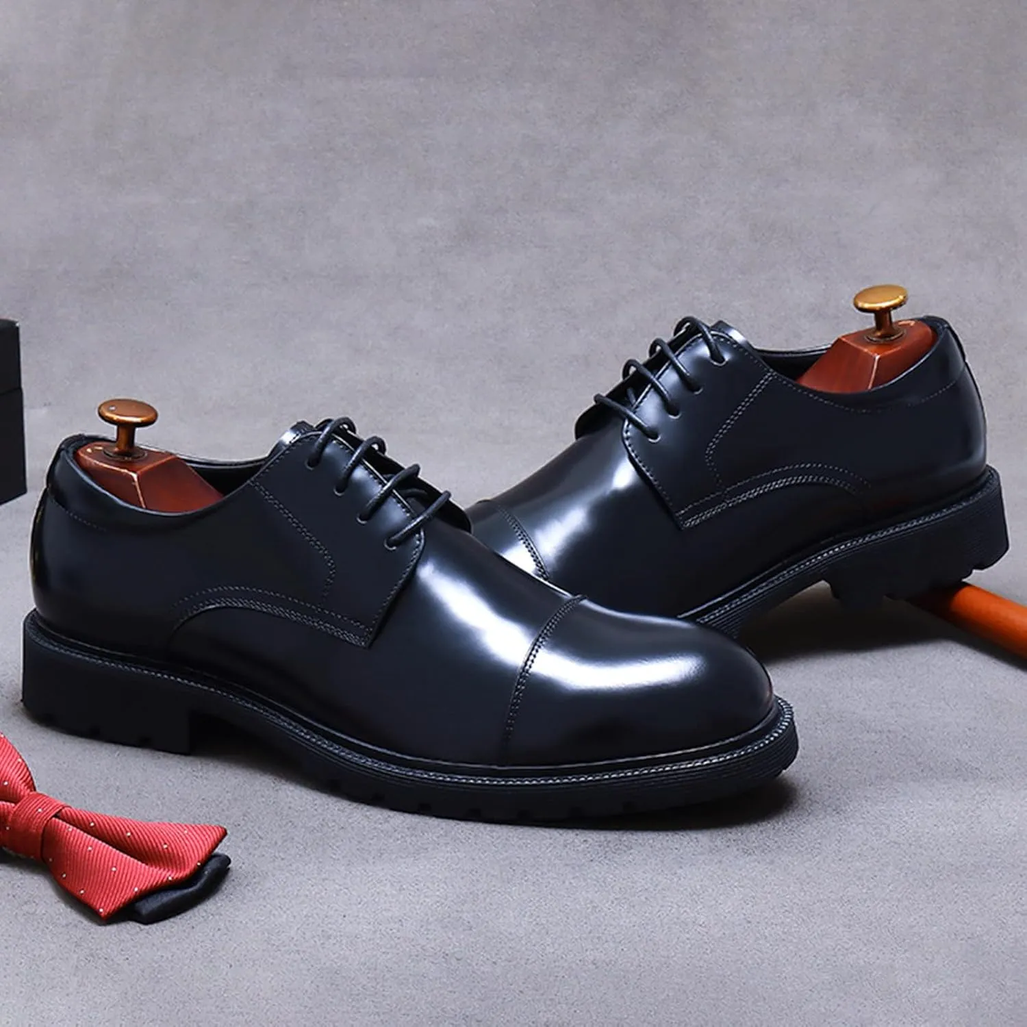 Men's Lace Up Derbys, Genuine Leather School Uniform Shoe Smart Office Work Formal Shoes for Male