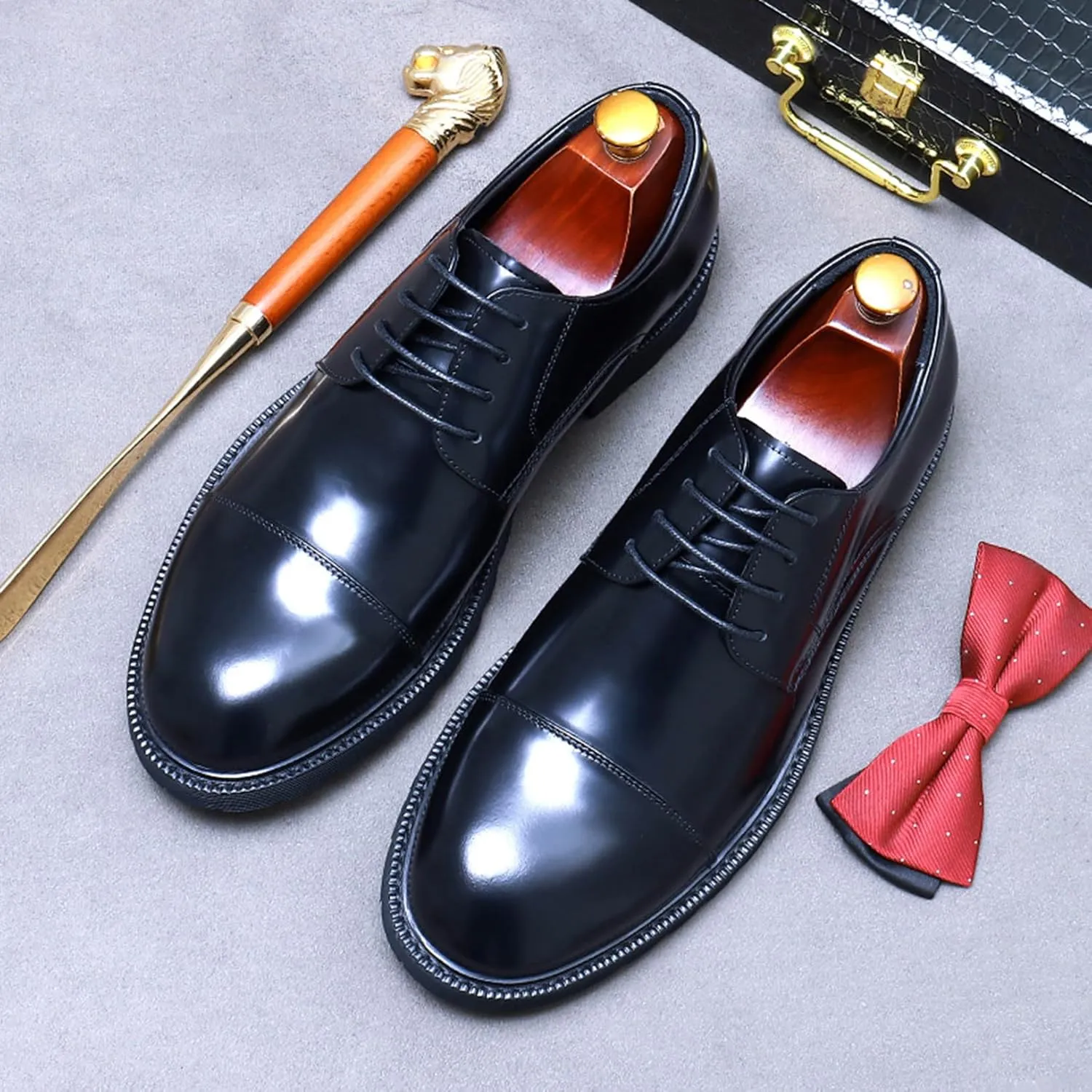 Men's Lace Up Derbys, Genuine Leather School Uniform Shoe Smart Office Work Formal Shoes for Male