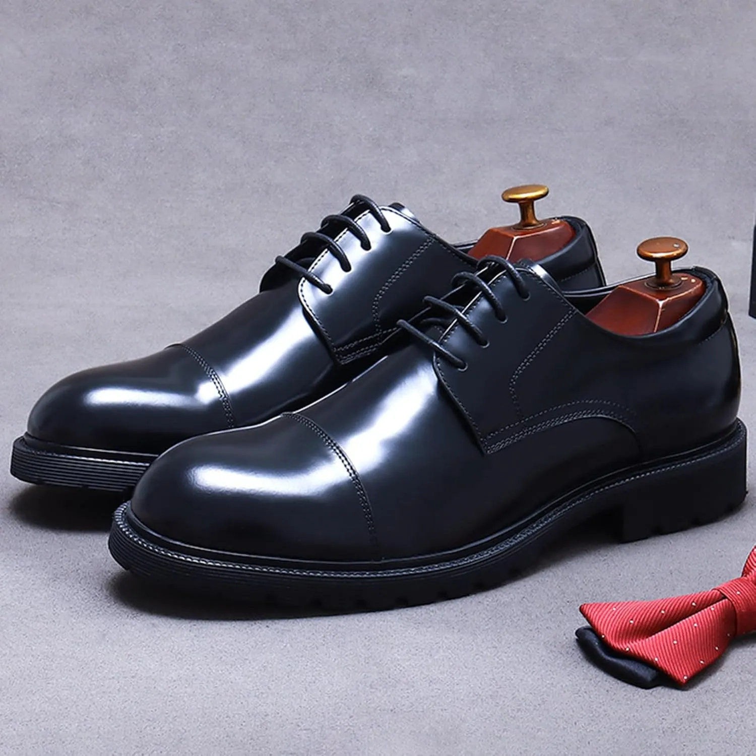 Men's Lace Up Derbys, Genuine Leather School Uniform Shoe Smart Office Work Formal Shoes for Male