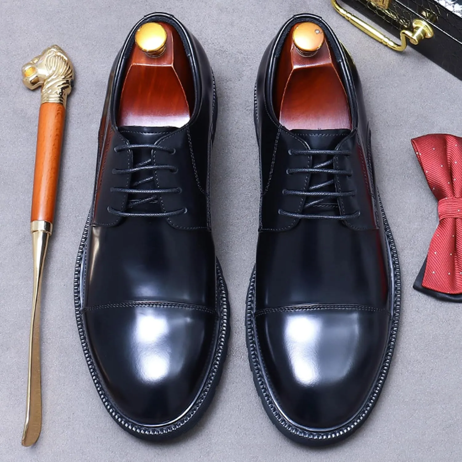 Men's Lace Up Derbys, Genuine Leather School Uniform Shoe Smart Office Work Formal Shoes for Male
