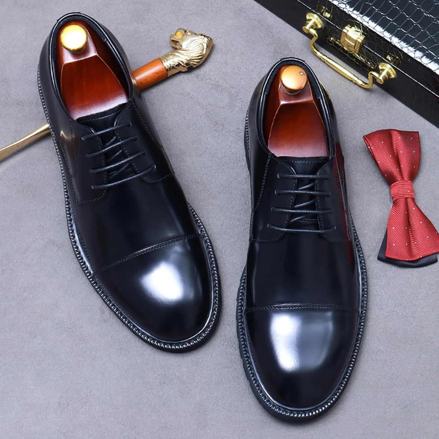 Men's Lace Up Derbys, Genuine Leather School Uniform Shoe Smart Office Work Formal Shoes for Male