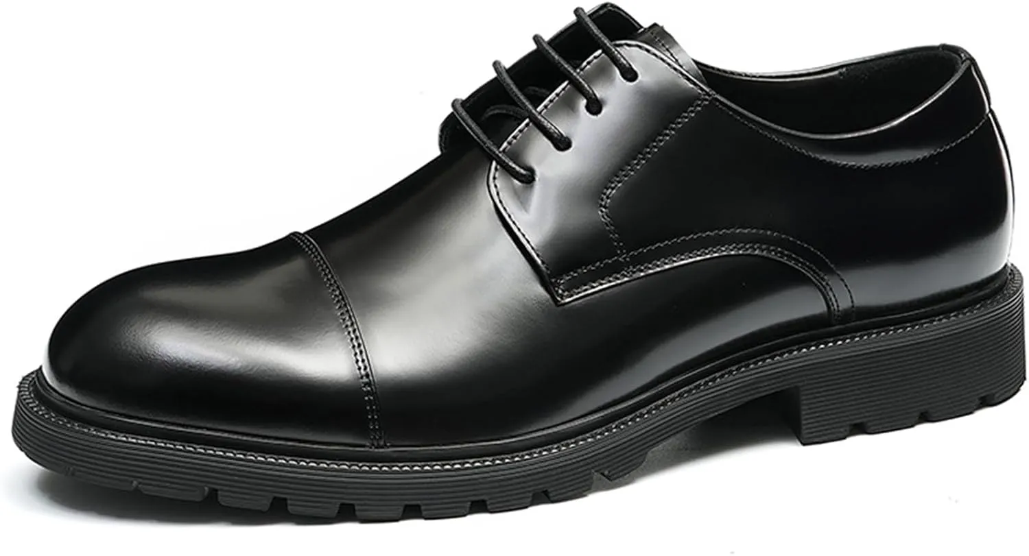 Men's Lace Up Derbys, Genuine Leather School Uniform Shoe Smart Office Work Formal Shoes for Male