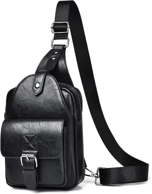 Men's Leather Crossbody Sling Bag - Anti-Theft Multi-pocket Shoulder Bag for Hiking Travel