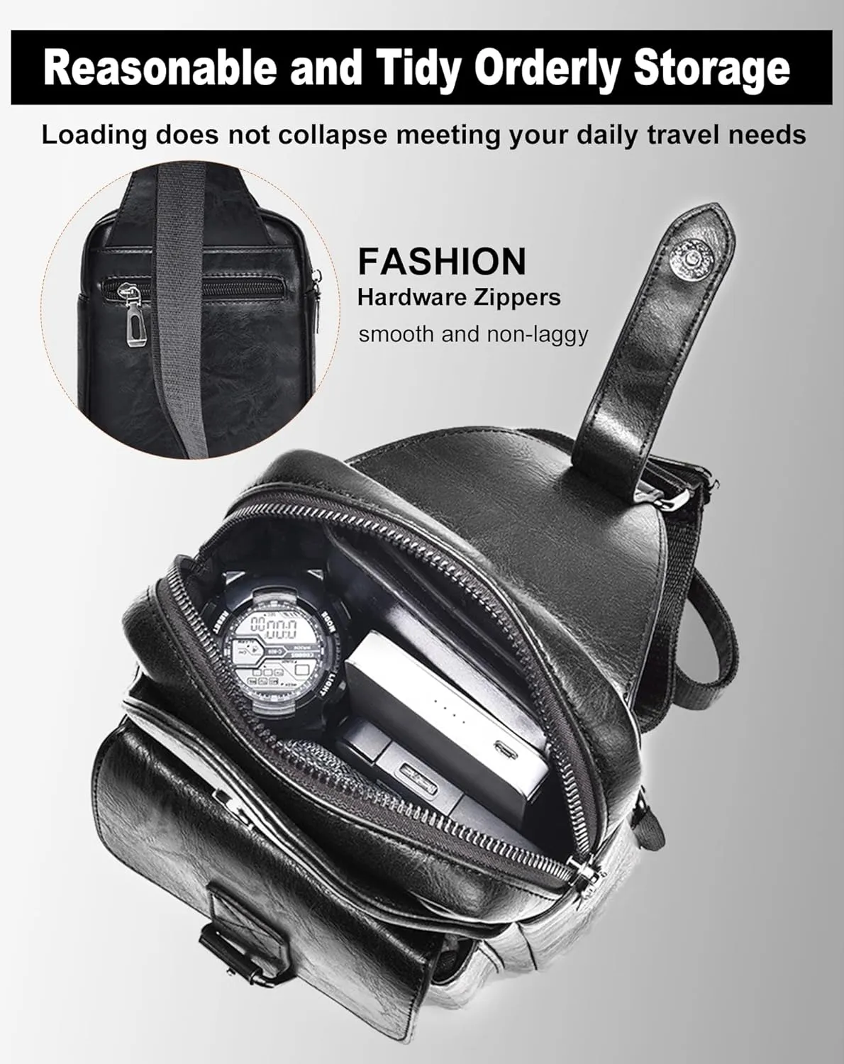 Men's Leather Crossbody Sling Bag - Anti-Theft Multi-pocket Shoulder Bag for Hiking Travel