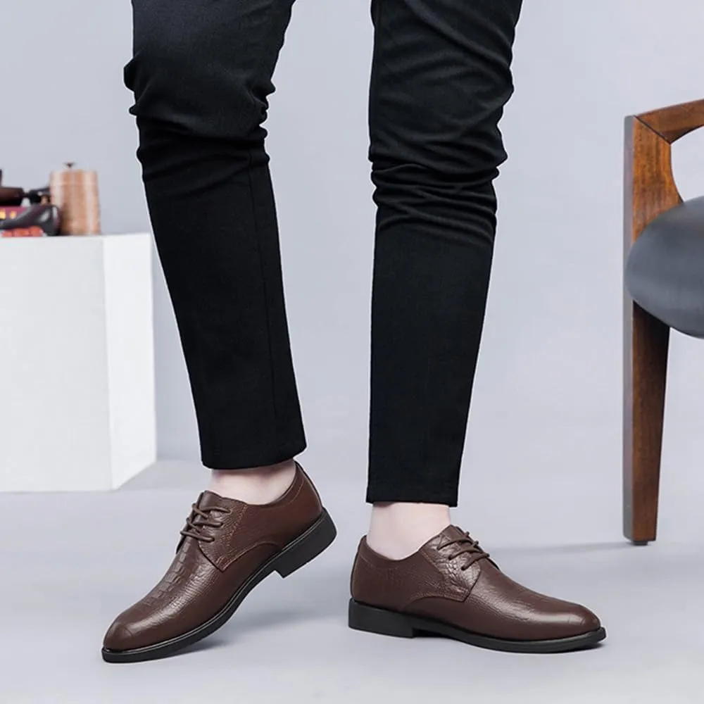 Mens Leather Shoes Dress Shoes Business Non Slip Casual Work Formal Patent Leather Formal Oxford Shoes