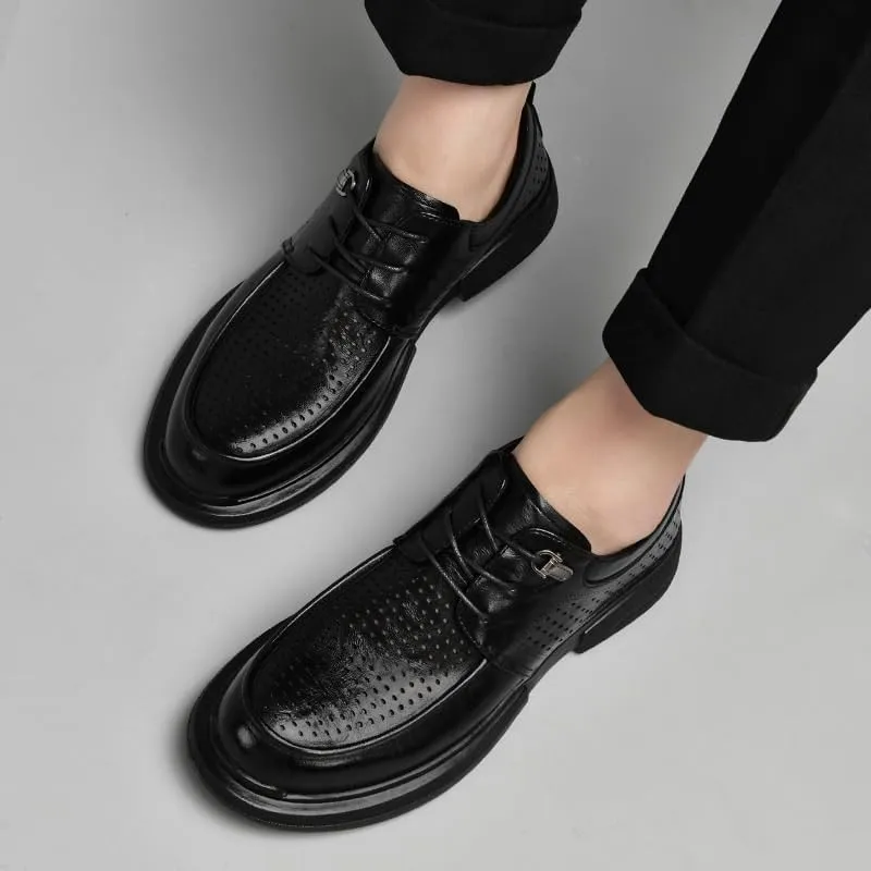 Men's Leather Wingtip Brogue Lace Up Dress Oxfords Lightweight Mesh Breathable Casual Shoes for Business Formal Daily Walking