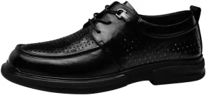 Men's Leather Wingtip Brogue Lace Up Dress Oxfords Lightweight Mesh Breathable Casual Shoes for Business Formal Daily Walking