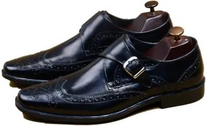 Men's Monk Shoes，Buckle Dress Shoes Urban Walking Work Banquet Business Leather Shoes,Black- 41/UK 7.5/US 8