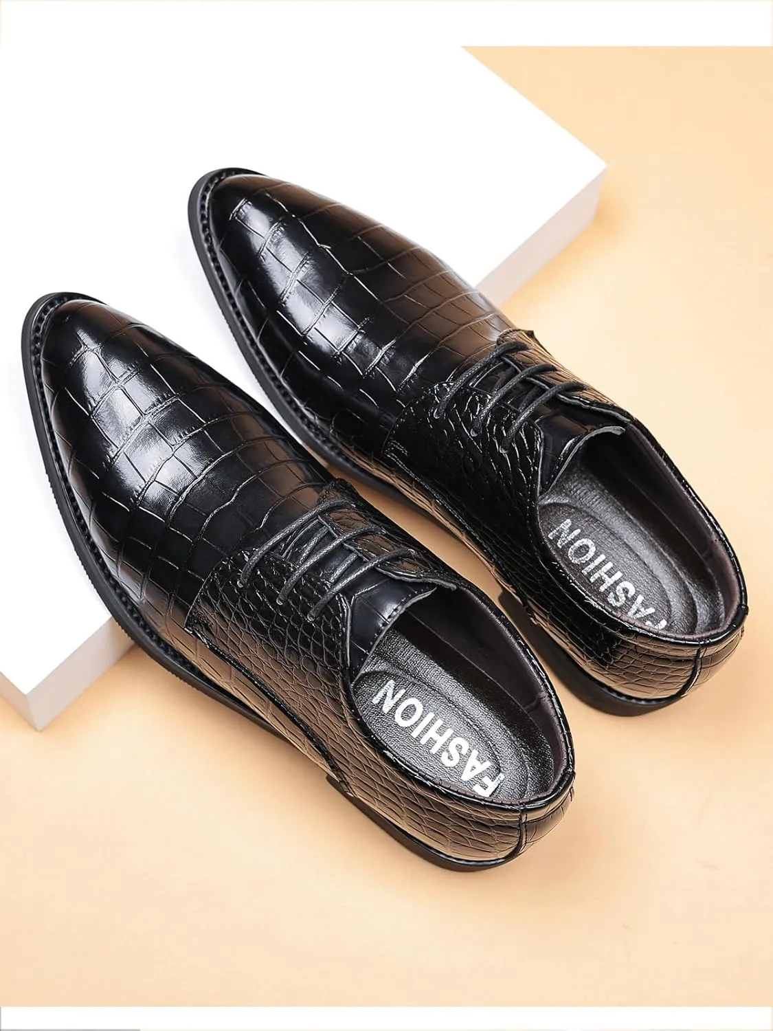 Men's Retro Crocodile Print Dress Shoes Modern Formal Business Oxford Casual Leather Shoes