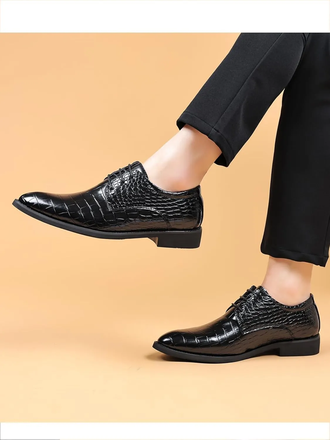 Men's Retro Crocodile Print Dress Shoes Modern Formal Business Oxford Casual Leather Shoes
