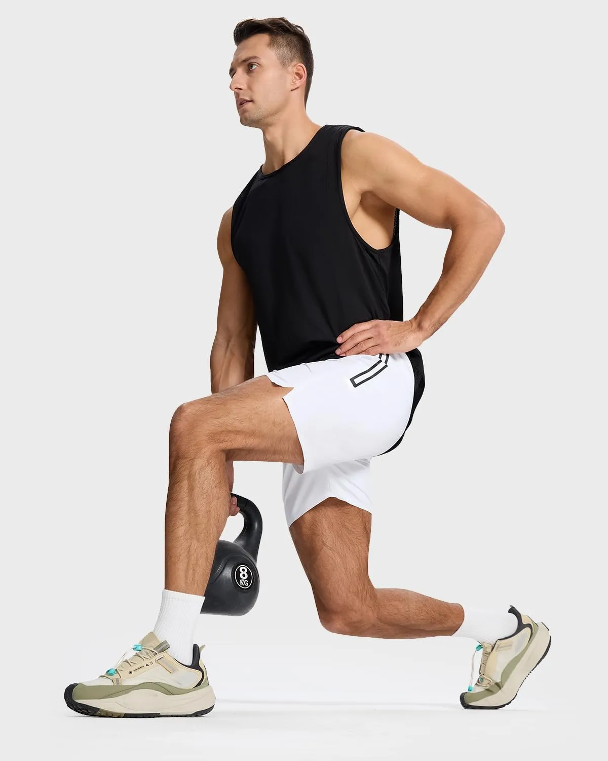 Men's Running Active Shorts - Lightweight Quick Dry Gym Sports Tennis Short Single Zipper Pocket for Essentials