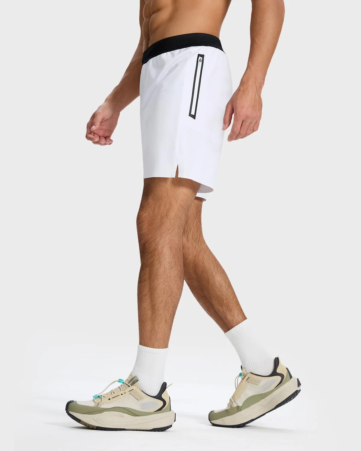 Men's Running Active Shorts - Lightweight Quick Dry Gym Sports Tennis Short Single Zipper Pocket for Essentials