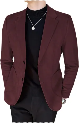 Mens Suede Blazer 2 Buttons Casual Vintage Sport Coat Faux Leather Suit Wedding Party Wedding Party