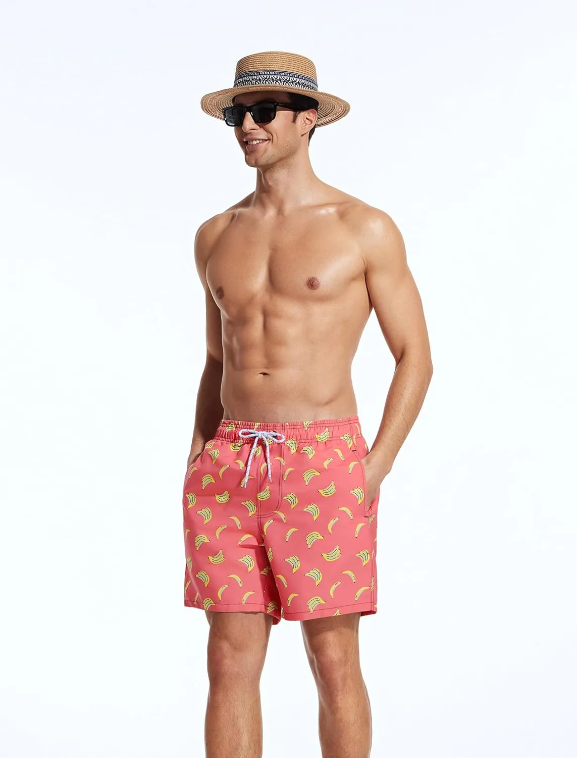 Mens Swim Trunks 6 Inch Inseam Mesh Lining Bathing Suits Quick Dry Beach Shorts Swimsuits Swimwear with Pockets