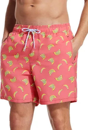 Mens Swim Trunks 6 Inch Inseam Mesh Lining Bathing Suits Quick Dry Beach Shorts Swimsuits Swimwear with Pockets