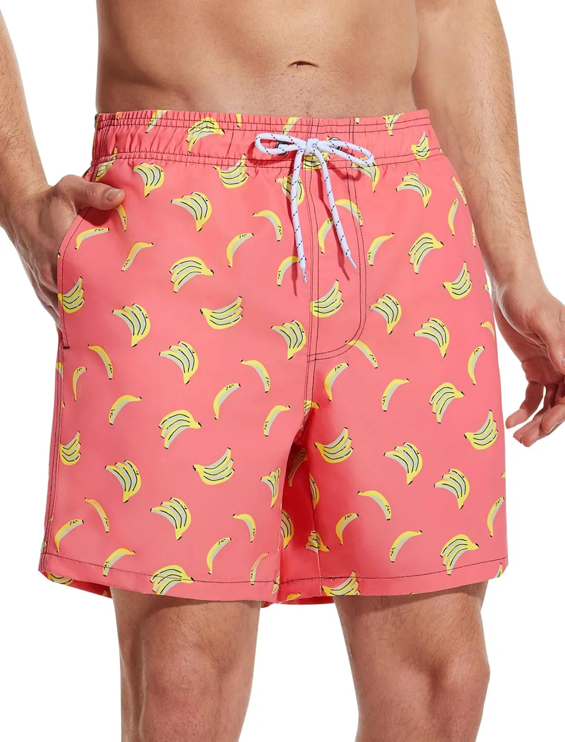 Mens Swim Trunks 6 Inch Inseam Mesh Lining Bathing Suits Quick Dry Beach Shorts Swimsuits Swimwear with Pockets
