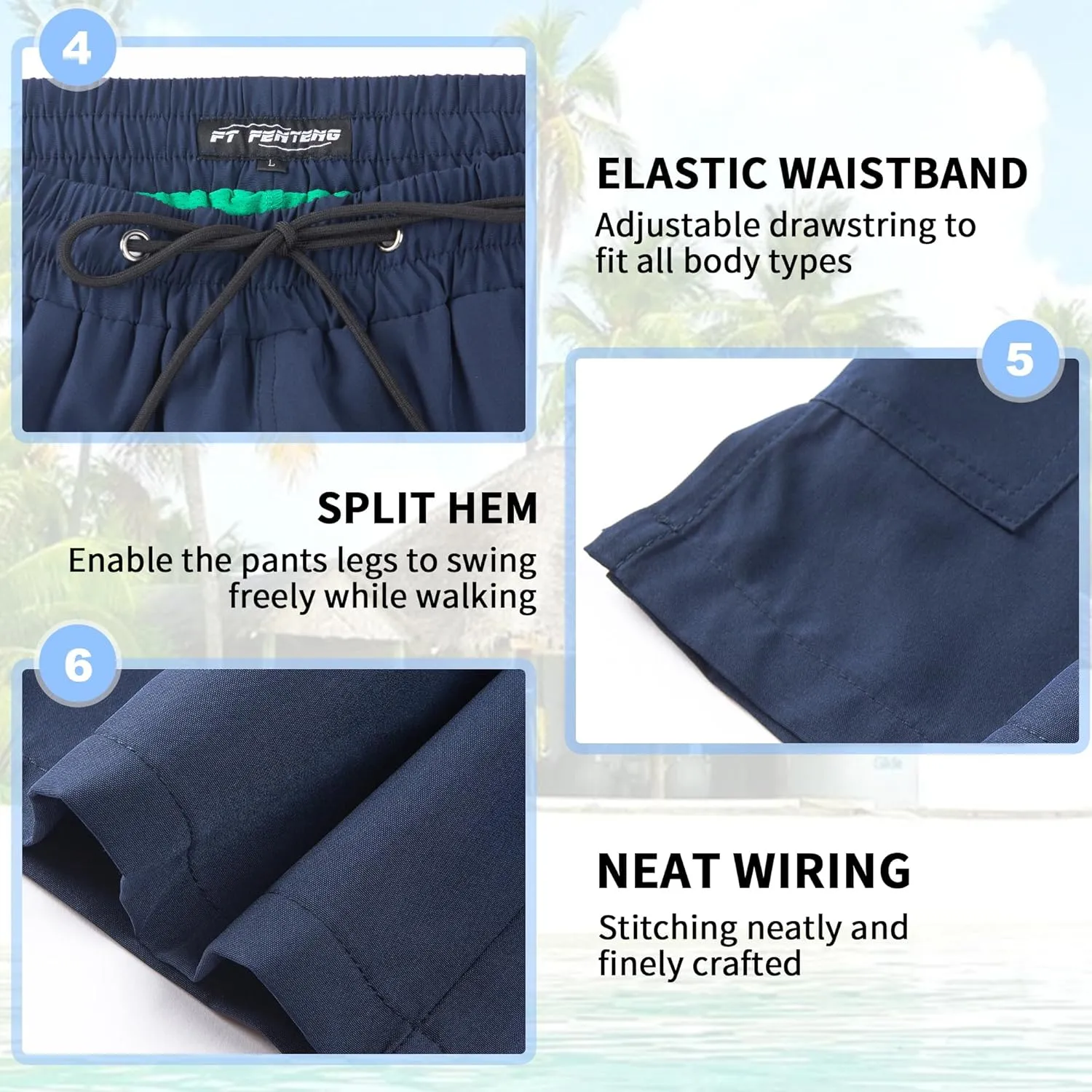 Mens Swim Trunks 9" Board Shorts with Compression Liner Swimsuit Built-in Bathing Suit Quick Dry Swimwear Zipper Pocket