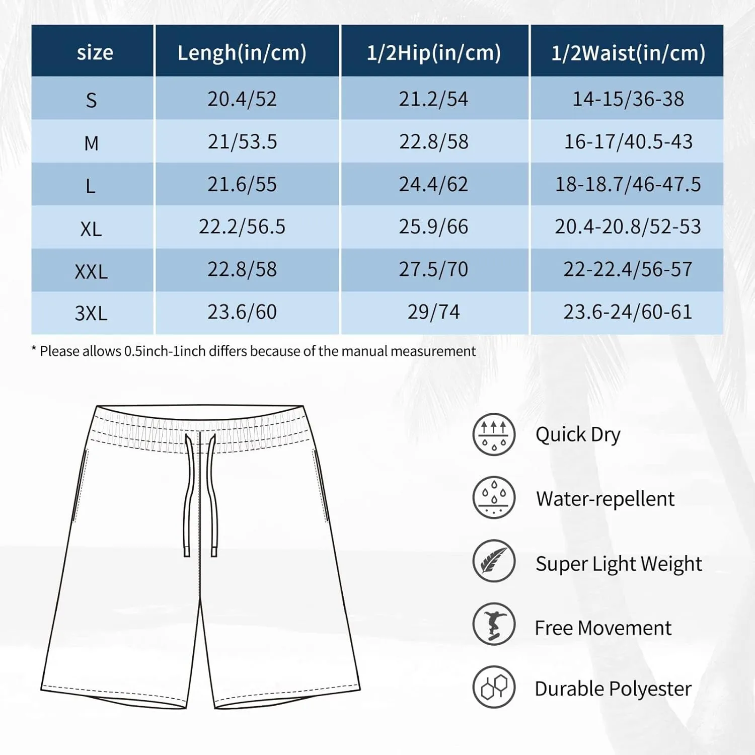 Men's Swim Trunks Bathing Mesh Lining Suit Swimsuits Beach Shorts with Pockets—16