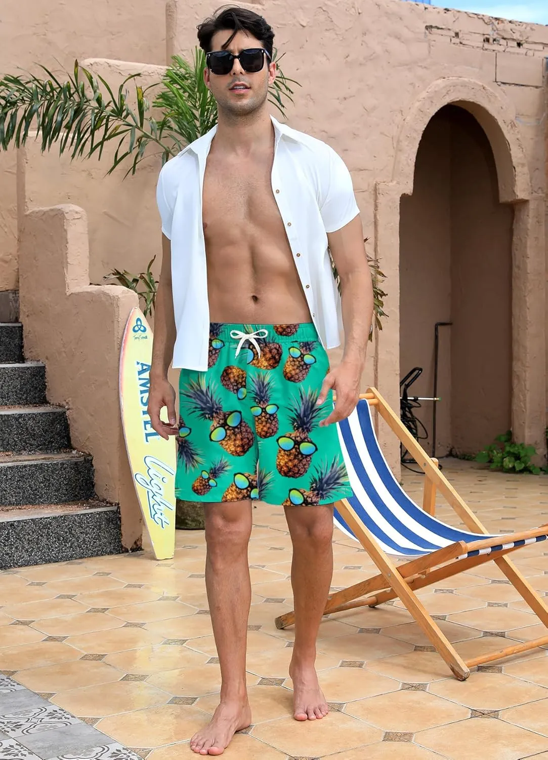 Mens Swim Trunks Quick Dry Beach Shorts Summer Boardshorts with Mesh Lining