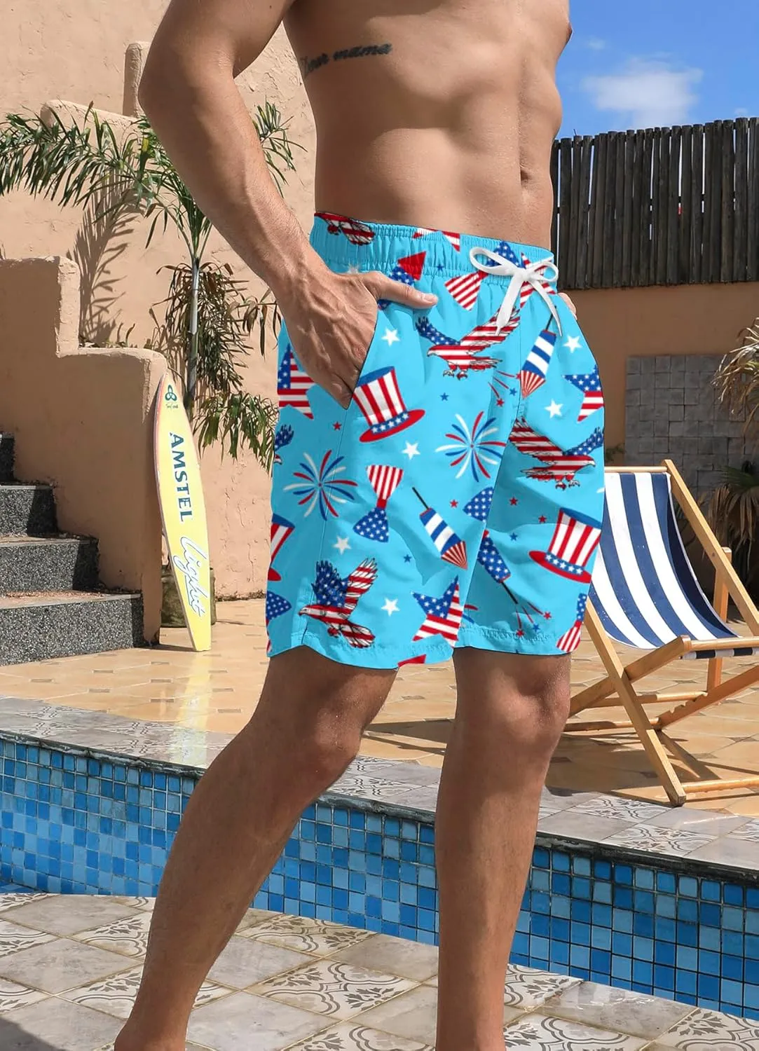 Mens Swim Trunks Quick Dry Beach Shorts Summer Boardshorts with Mesh Lining