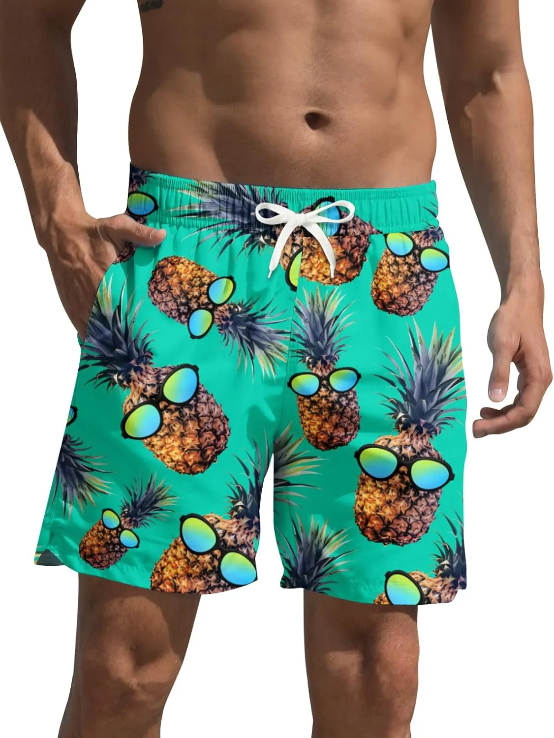 Mens Swim Trunks Quick Dry Beach Shorts Summer Boardshorts with Mesh Lining