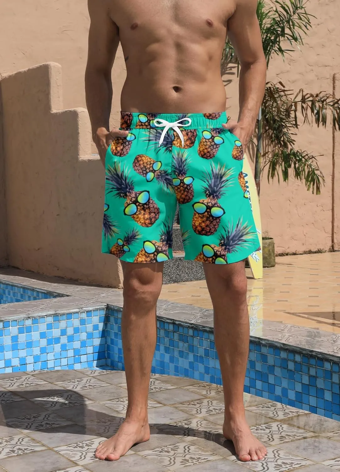 Mens Swim Trunks Quick Dry Beach Shorts Summer Boardshorts with Mesh Lining