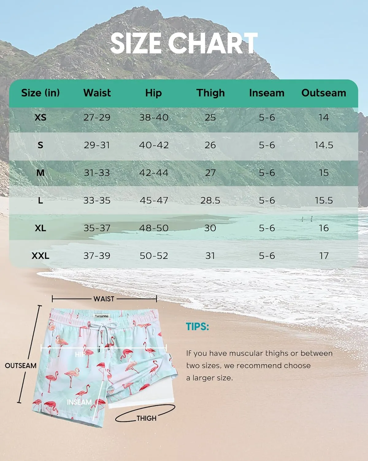 Mens Swim Trunks with Compression Liner 5" Stretch Beach Shorts Quick Dry Bathing Suit Board Shorts Zipper Pockets