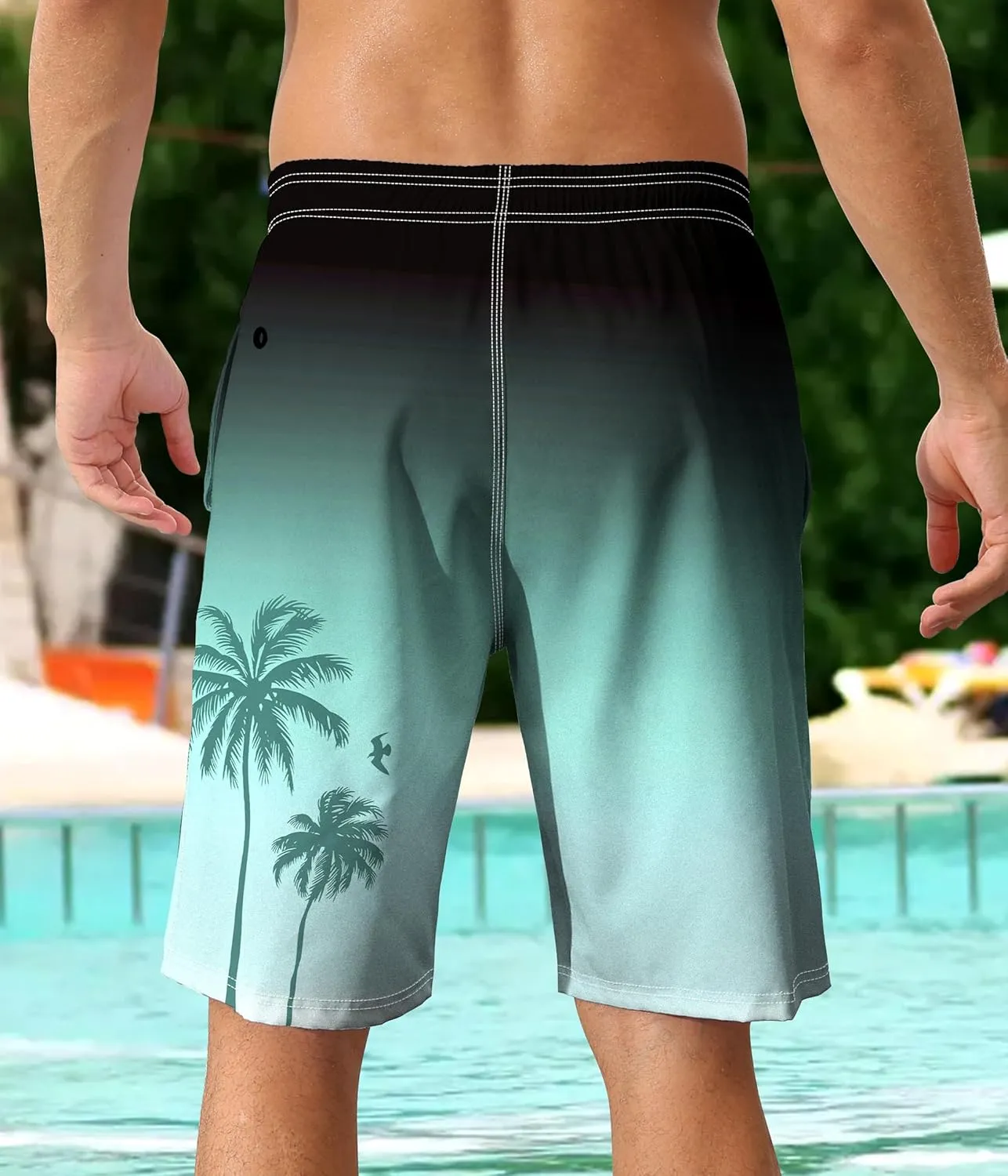 Mens Swim Trunks with Compression Liner 9" Swim Trunks Quick Dry Surfing Beach Shorts Hawaii Sports Shorts