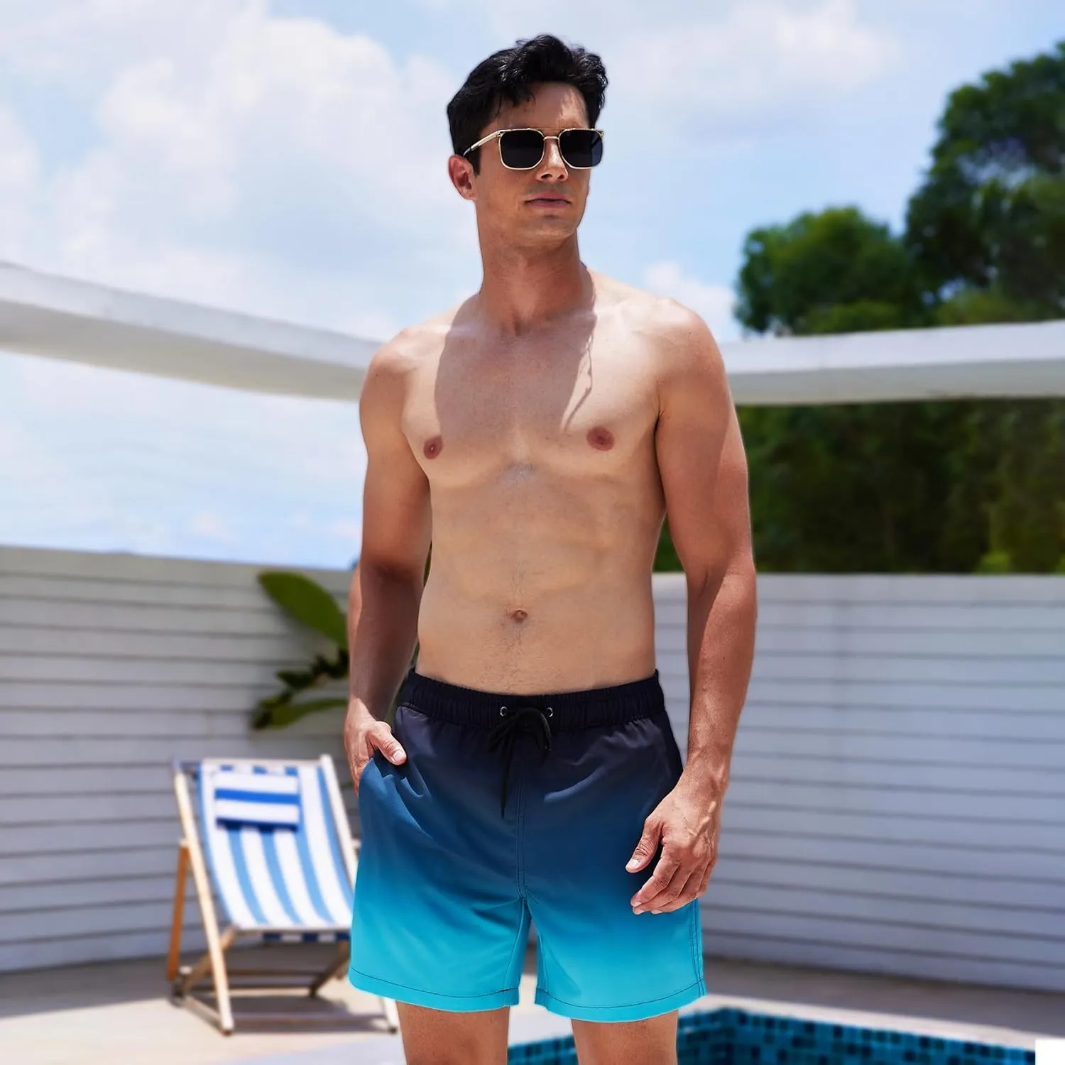 Mens Swim Trunks with Compression Liner Quick Dry Swim Shorts Bathing Suit Swimsear 2 in 1 Beach Board Shorts