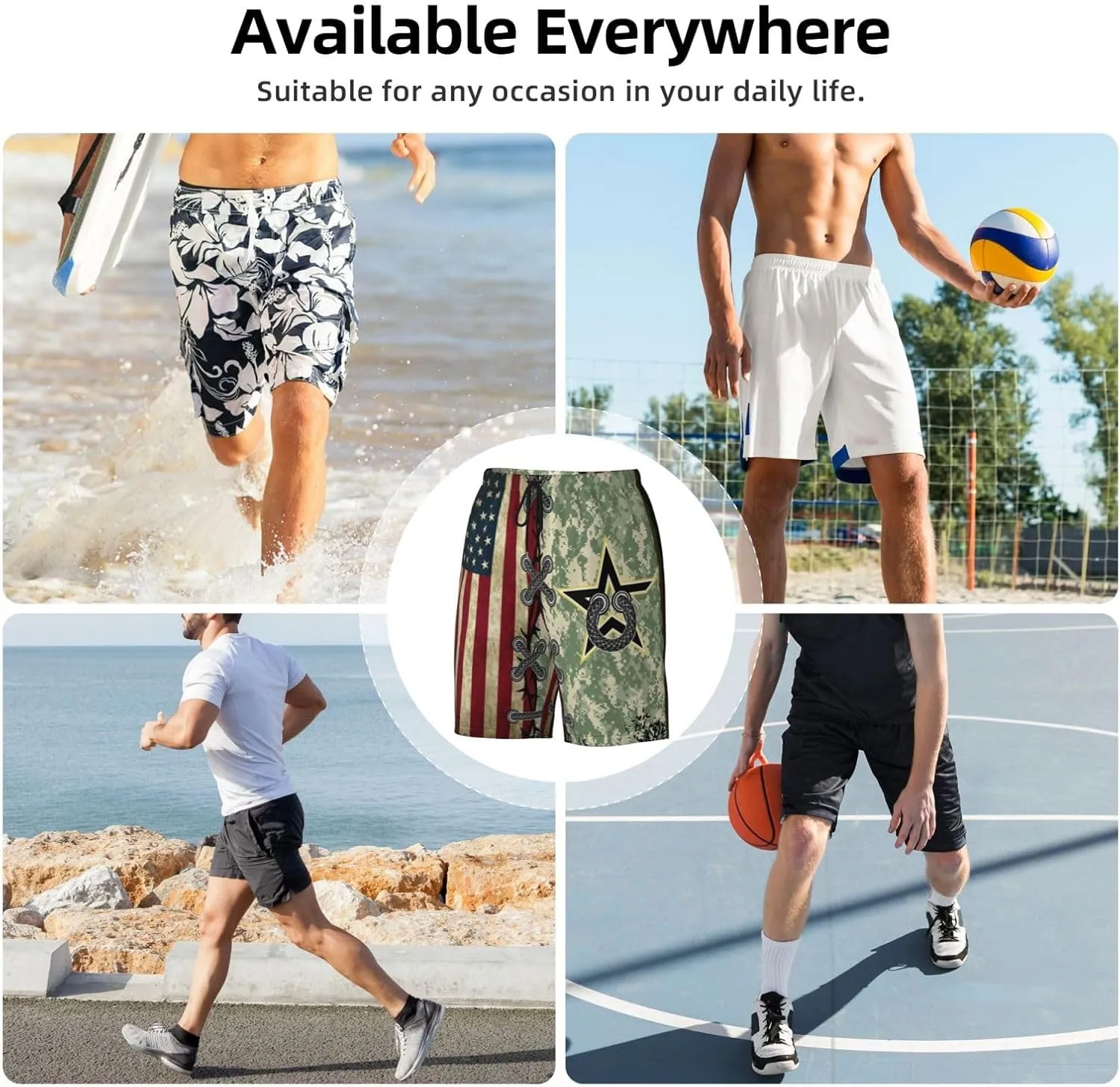 Mens Swim Trunks with Mesh Lining,Quick Dry Swimsuit Board Shorts Beach Pants Swimwear Bathing Suits