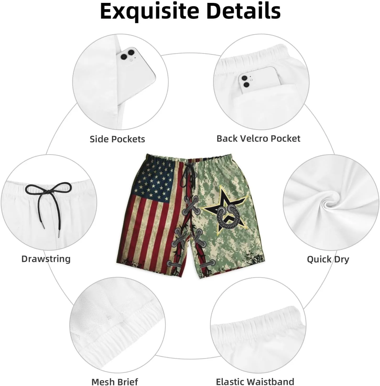 Mens Swim Trunks with Mesh Lining,Quick Dry Swimsuit Board Shorts Beach Pants Swimwear Bathing Suits