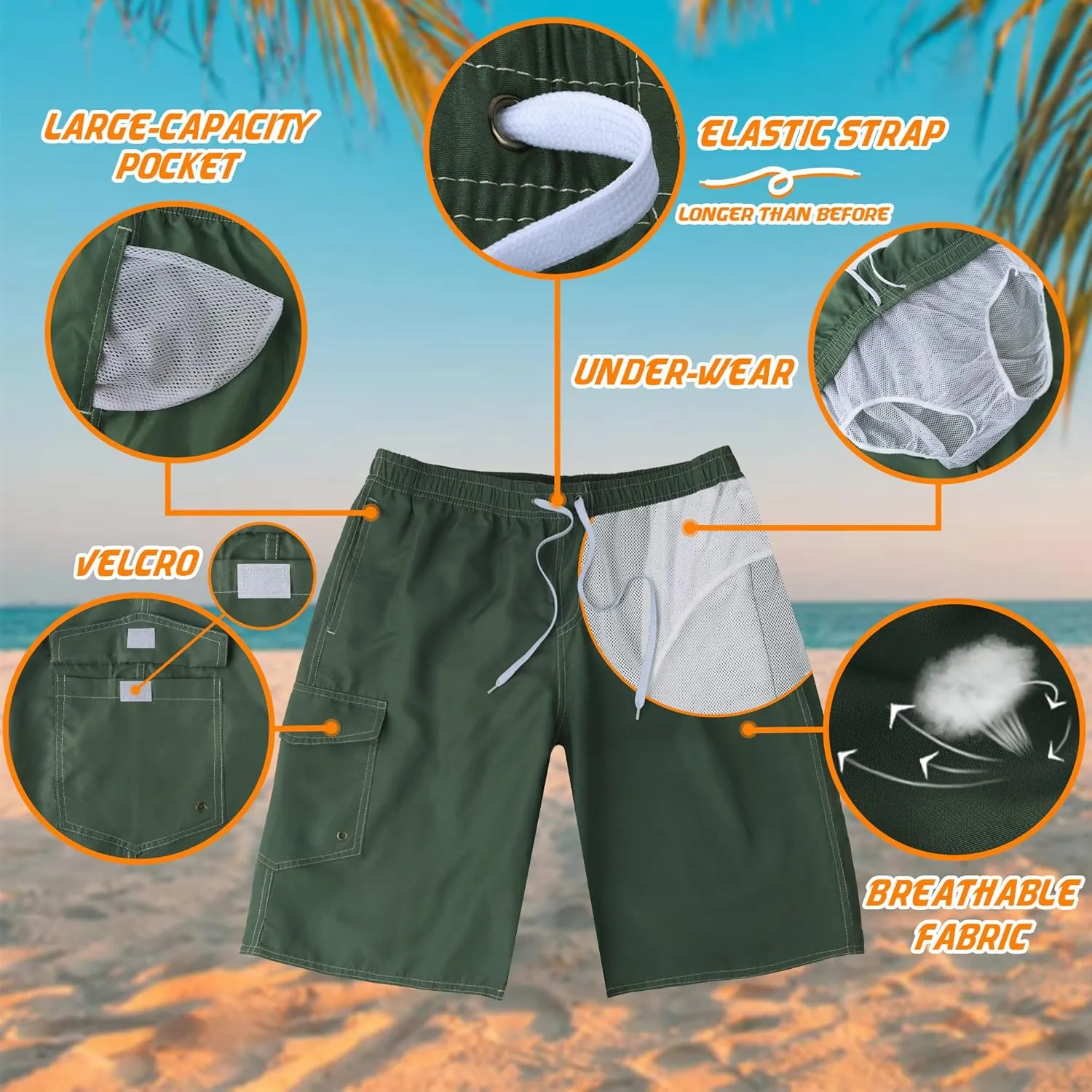 Mens Swimming Trunks Swim Trunks Quick Dry Swim Shorts with Mesh Lining Funny Swimwear Bathing Suits