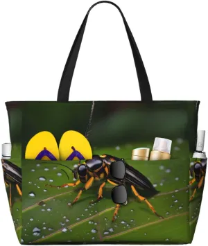 Mermaid Tattoo Spacious Large Capacity Beach Travel Bag - Foldable Beach Bag Tote Bag With Zipper