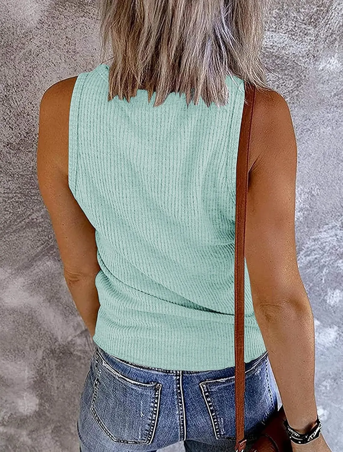 MEROKEETY Women's V Neck Tank Tops Summer Sleeveless Ribbed Button Casual Henley Shirts