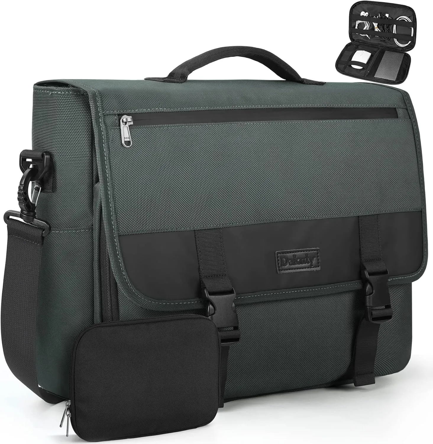 Messenger Bag for Men 15.6 Inch Water resistant Laptop Briefcase with Cable Organize Bag Large Satchel Shoulder Bag Lightweight Office College Computer Laptop Bag, Dark Grey