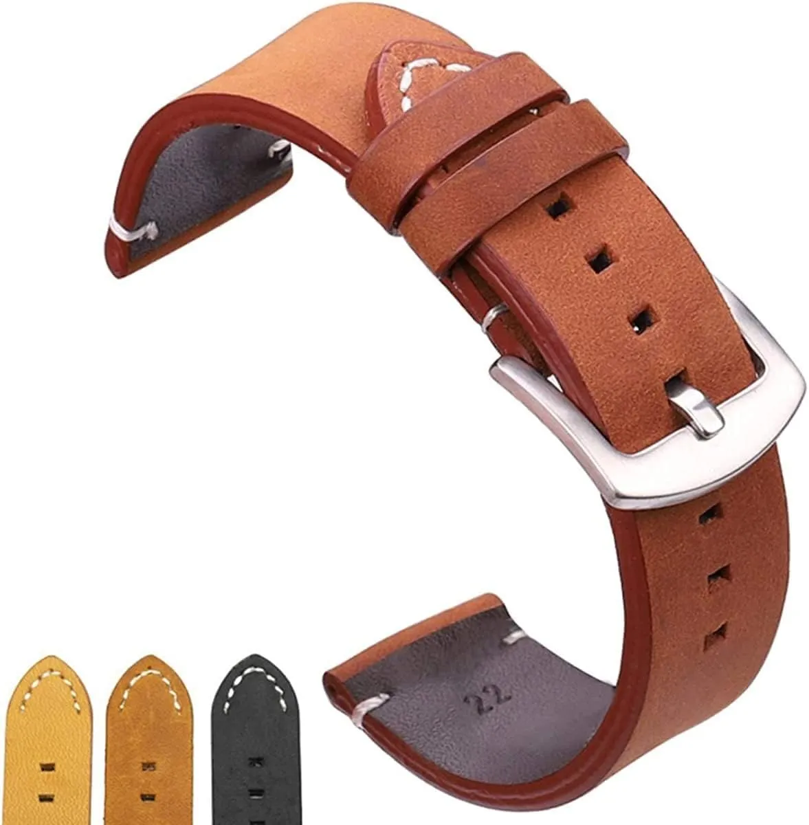 metal watch band,Leather Replacement Band,Watch Straps, Wrist strap for men and women, s 18 20 22mm Italian Leather Dark Brown Black Man Women Handmade Vintage Wrist Watch Band Strap Metal Buckle