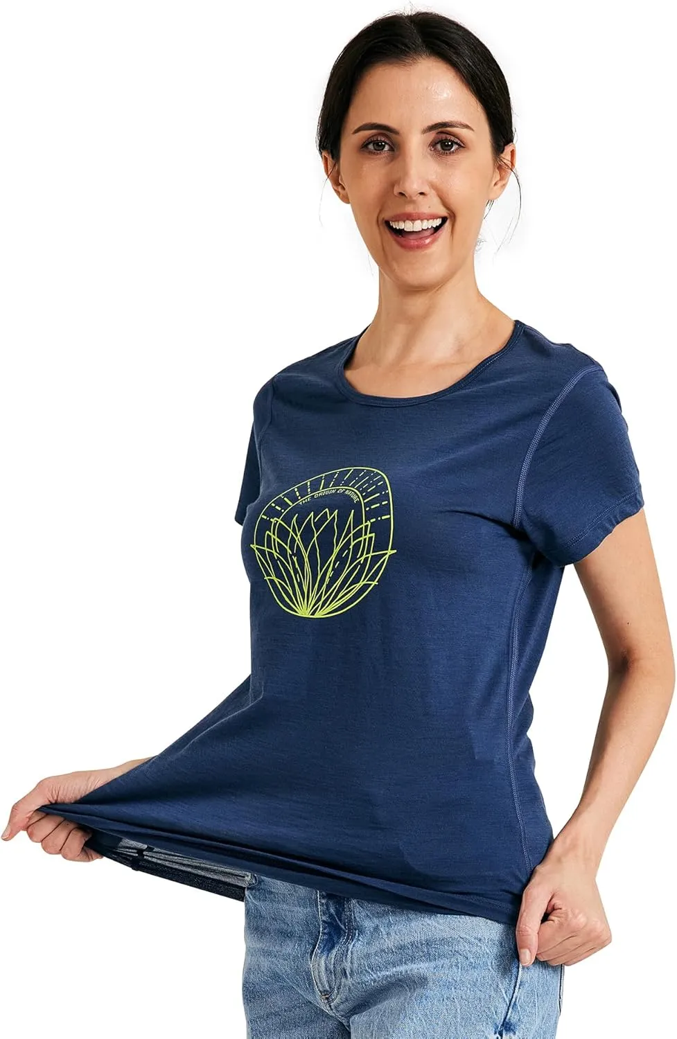 METARINO Merino Wool T-Shirt Women Short Sleeve Lightweight Crew Neck Base Layer Tee Shirt for Hiking,Sport