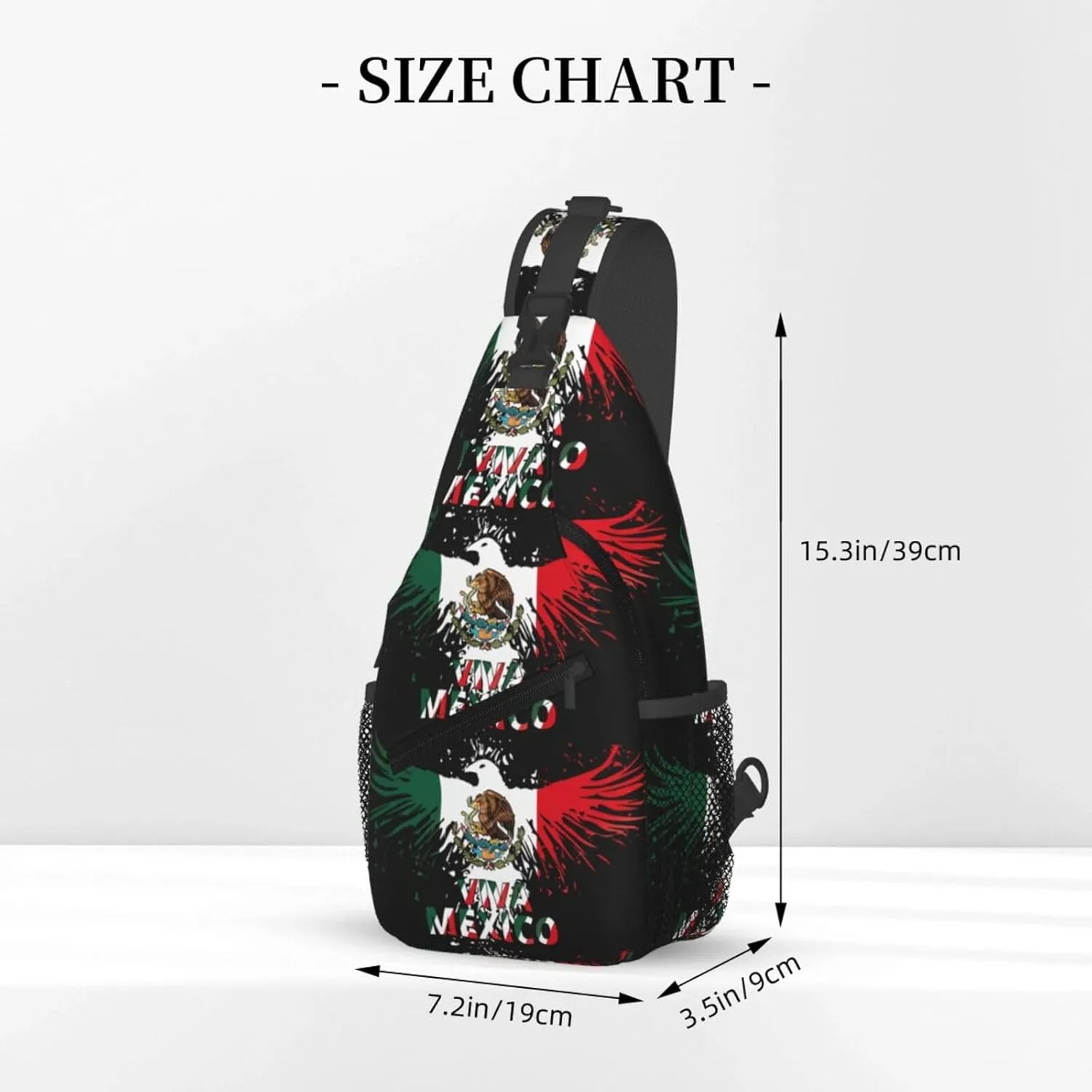 Mexico Eagle Mexican Mx National Flags Chest Sling Bag Crossbody Shoulder Backpack Bag Gym Cycling Daypack Travel Hiking Cross Bag
