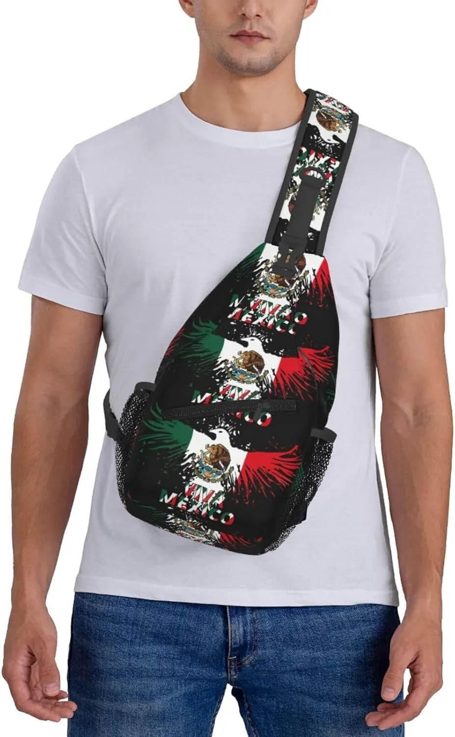 Mexico Eagle Mexican Mx National Flags Chest Sling Bag Crossbody Shoulder Backpack Bag Gym Cycling Daypack Travel Hiking Cross Bag