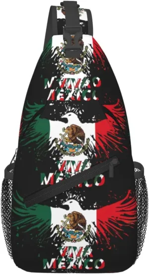 Mexico Eagle Mexican Mx National Flags Chest Sling Bag Crossbody Shoulder Backpack Bag Gym Cycling Daypack Travel Hiking Cross Bag