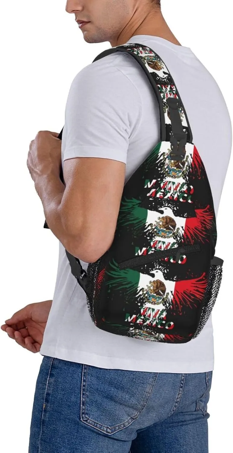Mexico Eagle Mexican Mx National Flags Chest Sling Bag Crossbody Shoulder Backpack Bag Gym Cycling Daypack Travel Hiking Cross Bag