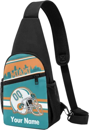 Miami Sling Bag,Custom Crossbody Sling Backpack With Name And Number,Personalized Cross Chest Bags,Sling Shoulder Backpack Daypack For Men Women Travel Outdoor