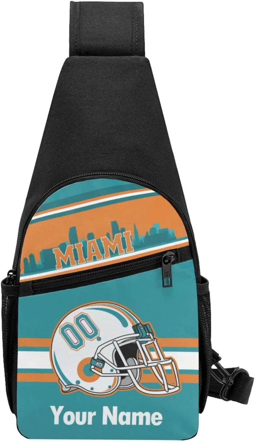 Miami Sling Bag,Custom Crossbody Sling Backpack With Name And Number,Personalized Cross Chest Bags,Sling Shoulder Backpack Daypack For Men Women Travel Outdoor