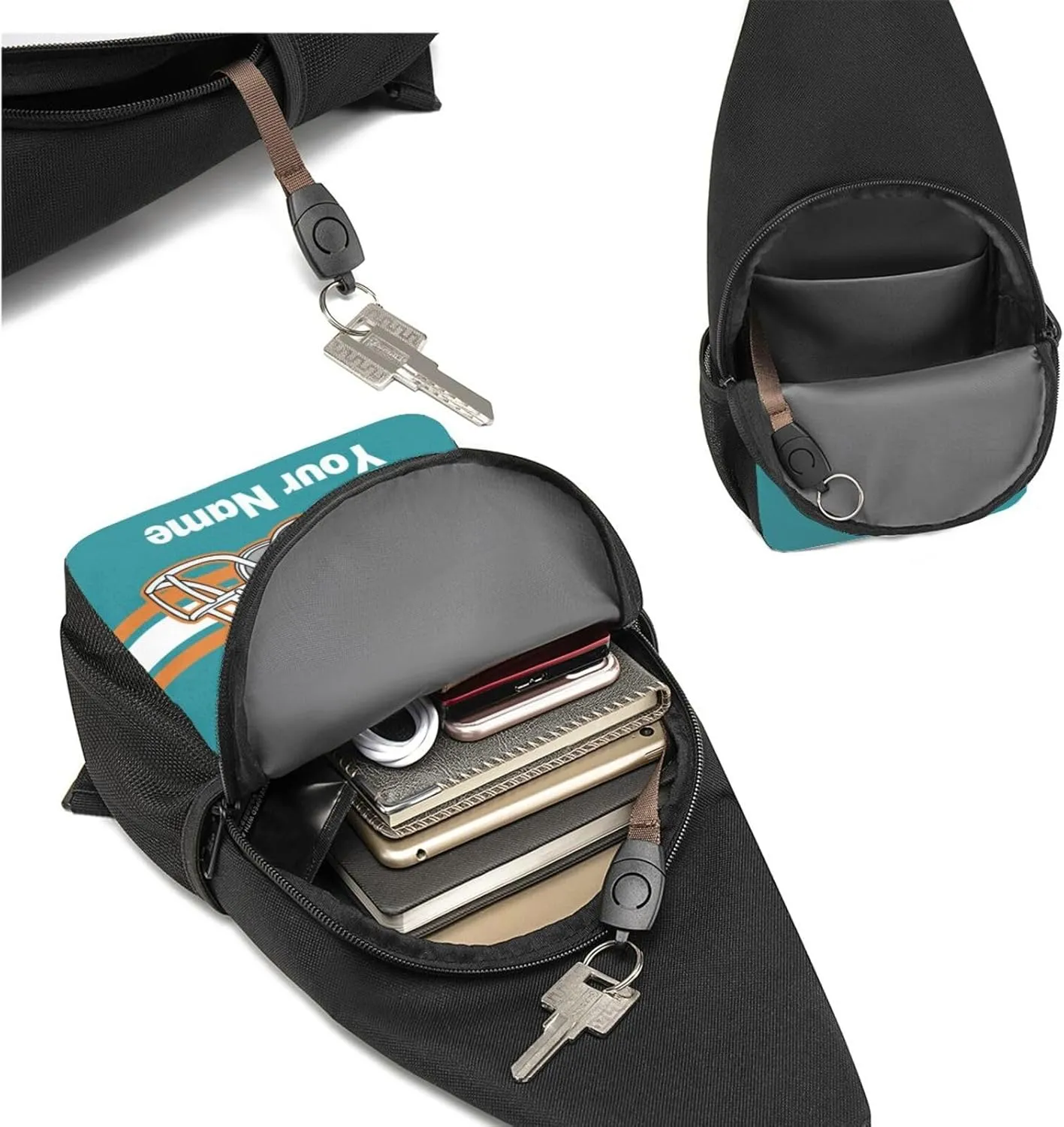 Miami Sling Bag,Custom Crossbody Sling Backpack With Name And Number,Personalized Cross Chest Bags,Sling Shoulder Backpack Daypack For Men Women Travel Outdoor