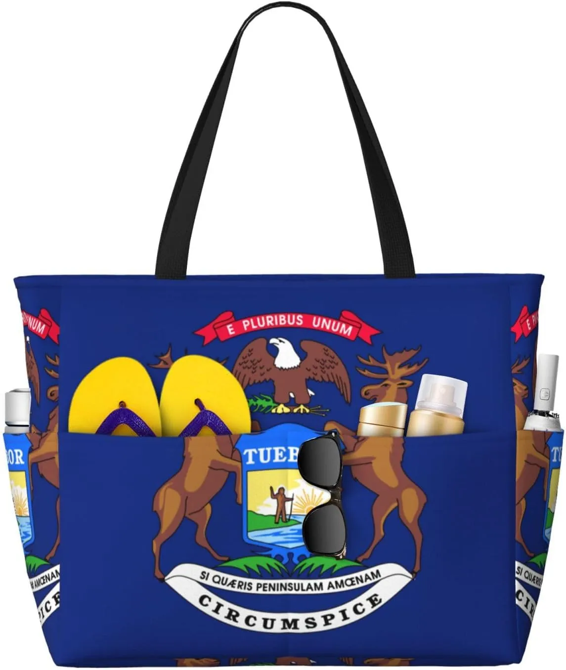 Michigan State Flag Print Generic Large Capacity Beach Travel Bag - Swim Backpack/Family- Pool Accessories