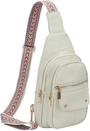 MICOM Sling Bag,Anti Theft Crossbody Packs for Women,Leather Sling Bag for Travel,Crossbody Purses with Adjustable Strap (White)