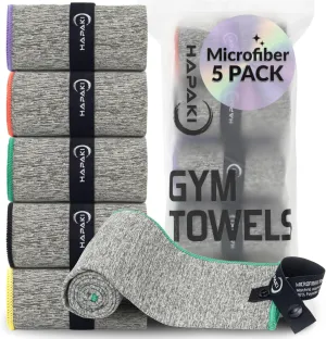 Microfiber Workout Towels for Men & Women (5 Pack), Skin Friendly, Odor-Free, Highly Absorbent, Quick Dry Sweat Towel - Gym Towels for Working Out, Yoga, Running, Sport & More (30.5"L x 16"W)