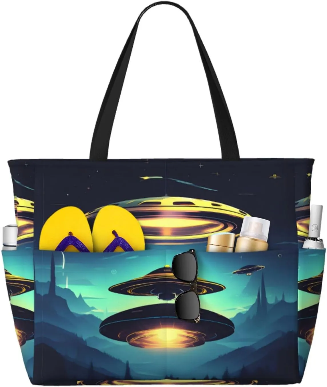 Mid Century Modern Spacious Large Capacity Beach Travel Bag - Foldable Beach Bag Tote Bag With Zipper